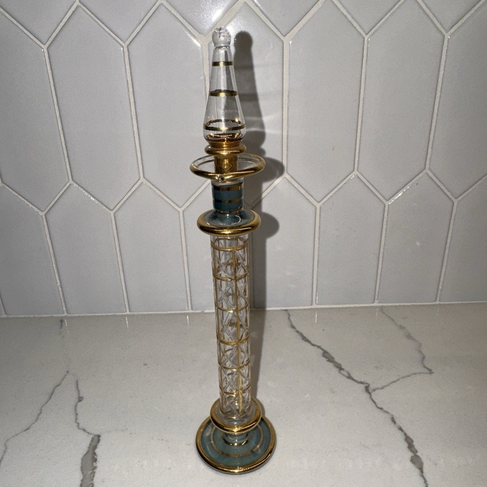 3 Exquisite Vintage Egyptian Blown Glass Perfume Bottles. 2 W/stoppers